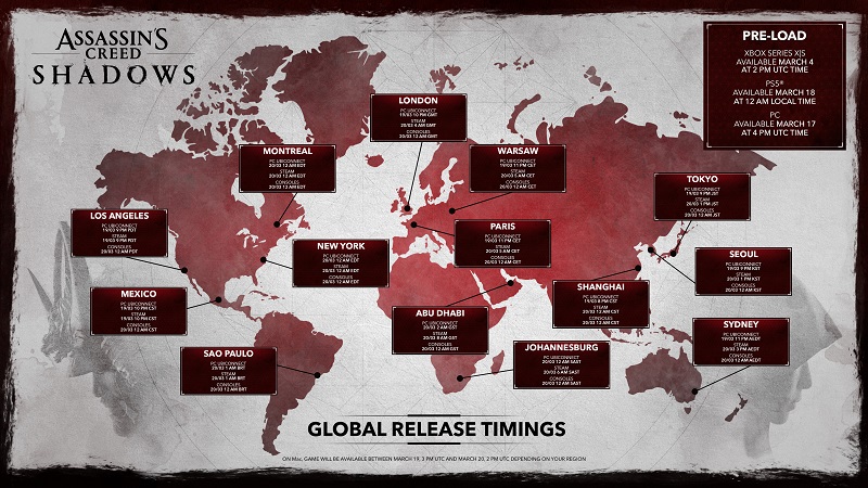 Assassin's Creed Shadows release map