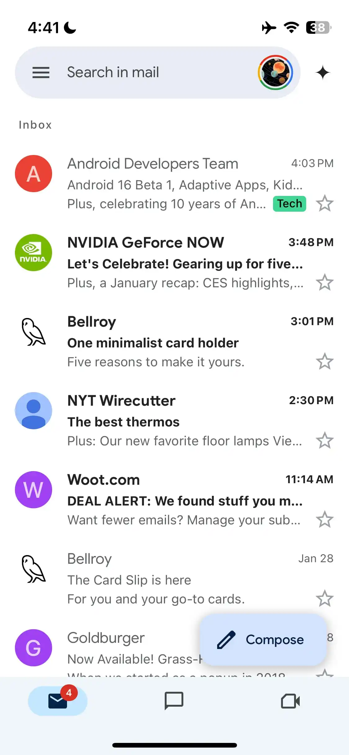 Details of the new Gmail design for iPhone