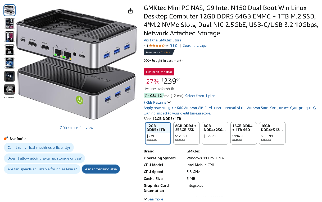 Screenshot of the GMKtec G9 Mini PC