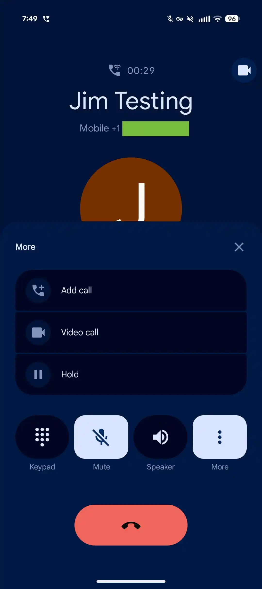 Google Phone interface: calls