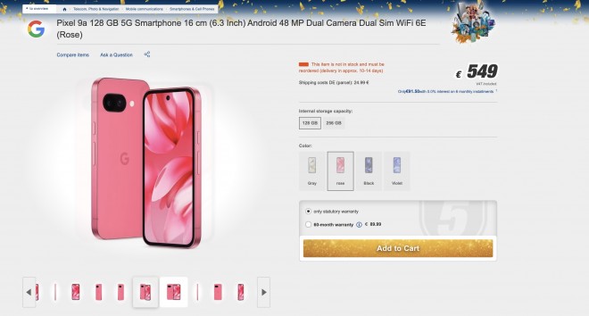 Смартфон Google Pixel 9a на фоні