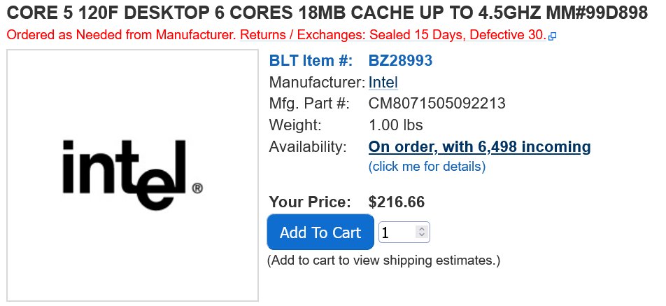 Процесори Intel Core 5 120 та 120F на картинці
