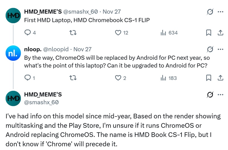 Conceptual image of the HMD (Chrome)Book CS-1 Flip laptop