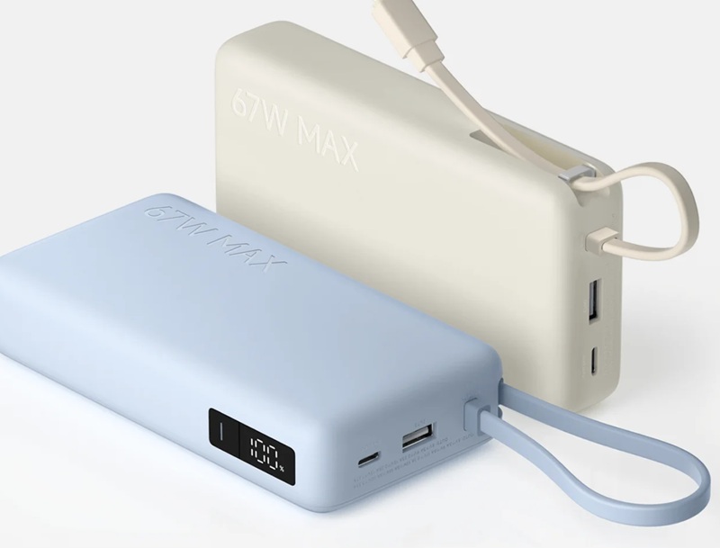 Цвета Xiaomi 67W Power Bank: голубой и бежевый