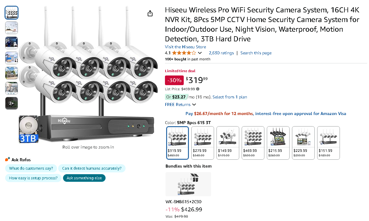 Hiseeu Wireless Pro WiFi Security Camera System