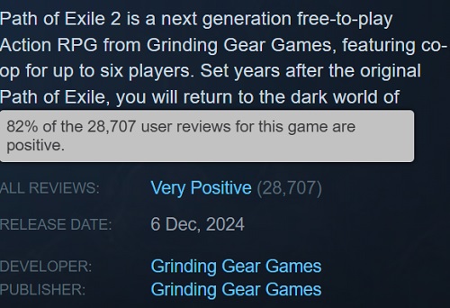 Відгуки в Steam про Path of Exile 2