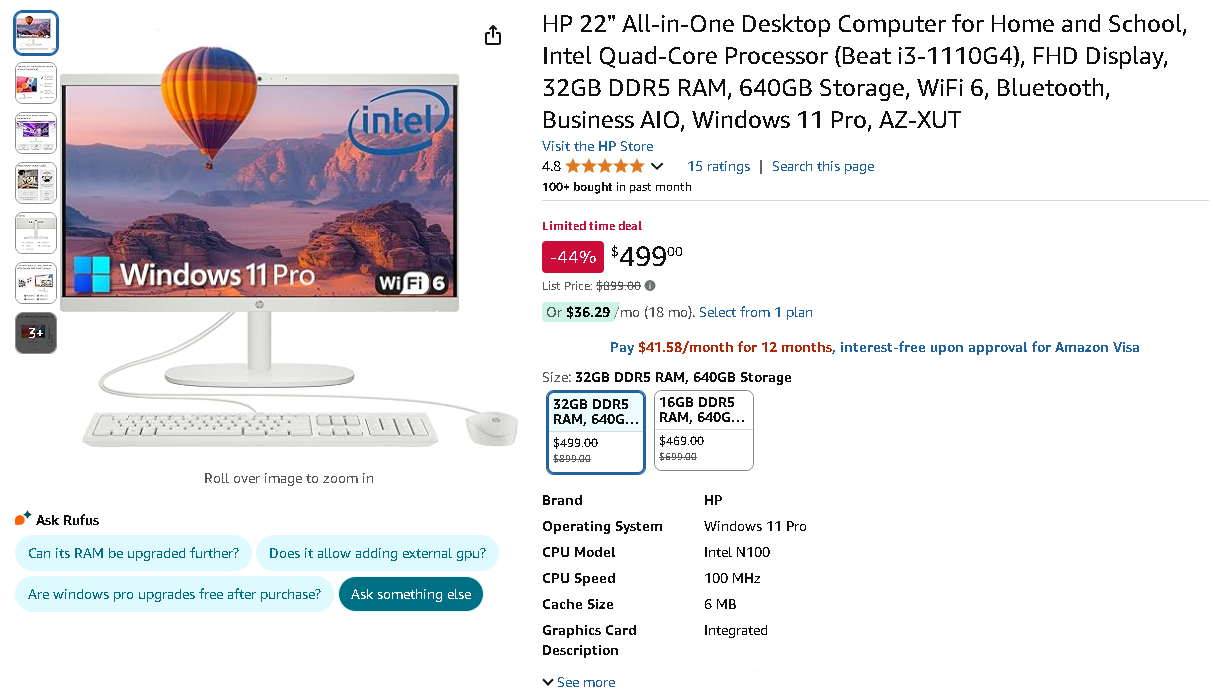 HP 22-inch All-in-One Desktop HP 22-inch All-in-One Desktop Computer