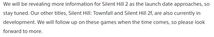 Work on two projects in the Silent Hill franchise, subtitled Townfall and F, is on track: the series' producer has reassured fans-2
