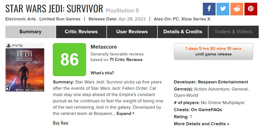 Une suite digne d'un grand jeu : les critiques ont été satisfaites de Star Wars Jedi : Survivor. Les avis des agrégateurs sont encourageants-2