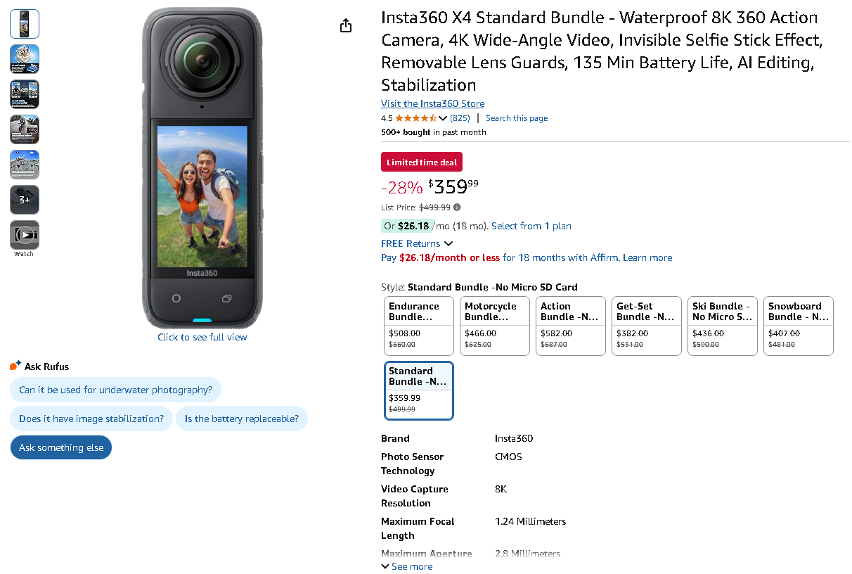 Screenshot of the Insta360 X4