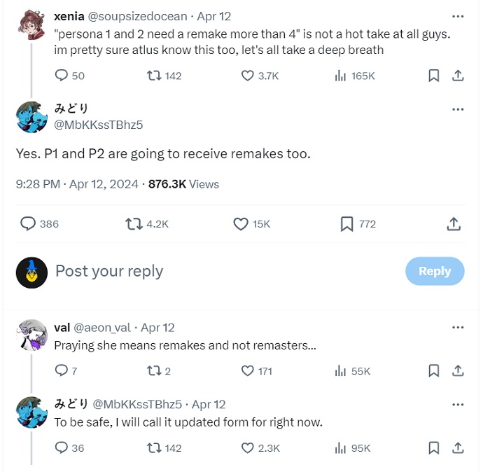 Insider: Atlus Studios is developing remakes of the first two Persona parts-2