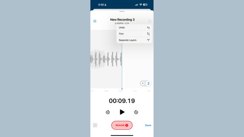 Layered Voice Memos in iOS 18.2