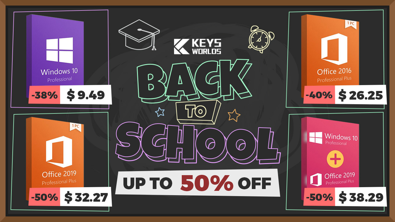 Снова в школу: скидки Keysworlds.com до 50% на MS Office 2019 и Windows 10