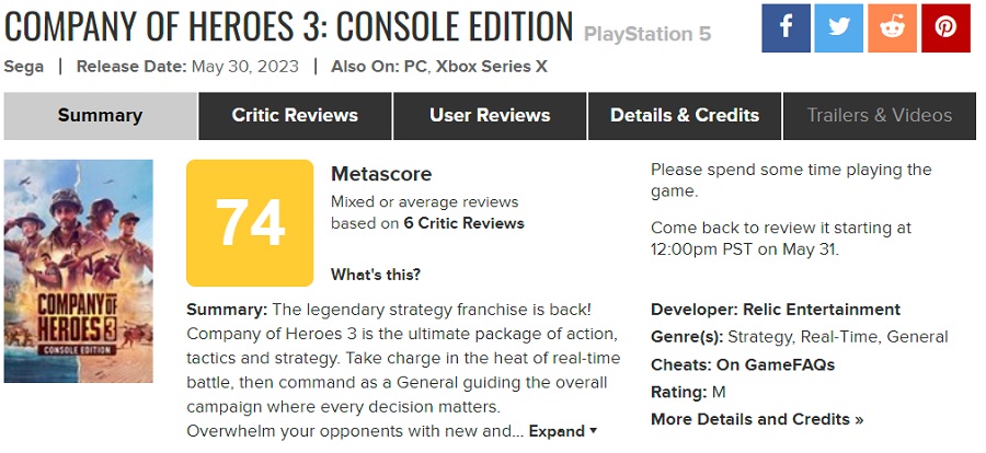 Critics are not happy with the console version of Company of Heroes 3 and complain about awkward controls on the gamepad-2