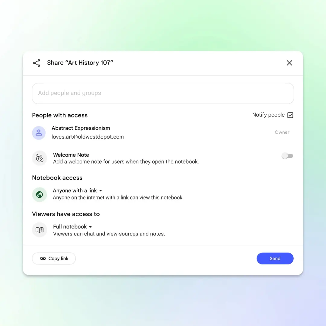New NotebookLM feature that allows users to share notes publicly