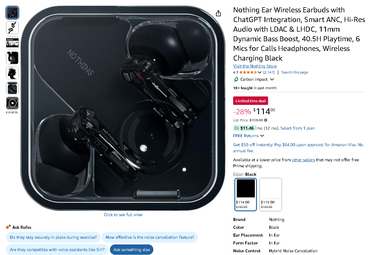 Nothing Ear Wireless Earbuds Nothing Ear Wireless Earbuds