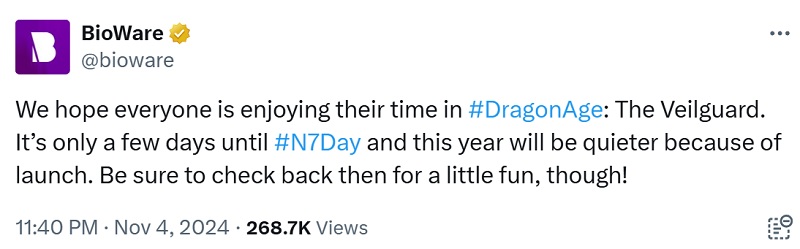 Dragon Age: The Veilguard will leave Mass Effect fans without big news on N7 Day: BioWare has tempered fan expectations-2