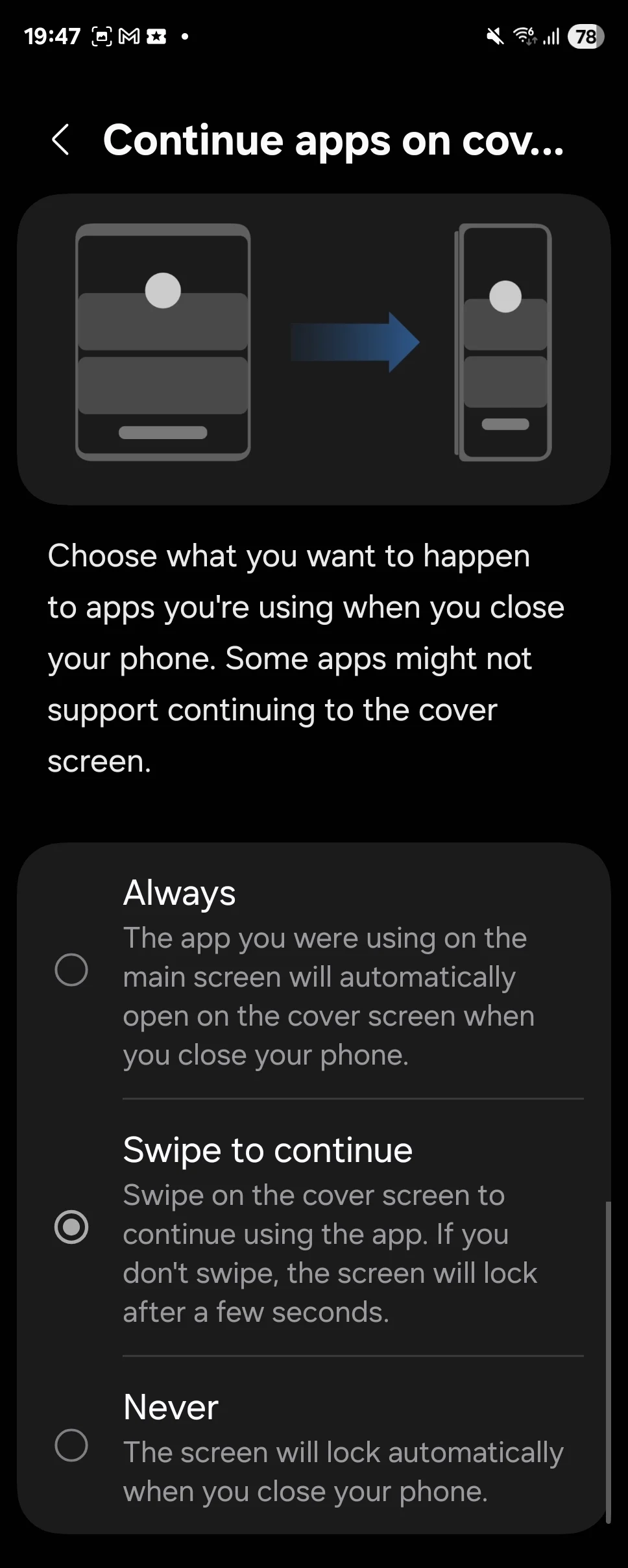 Fonctionnalité actualisée de l'application Continuité