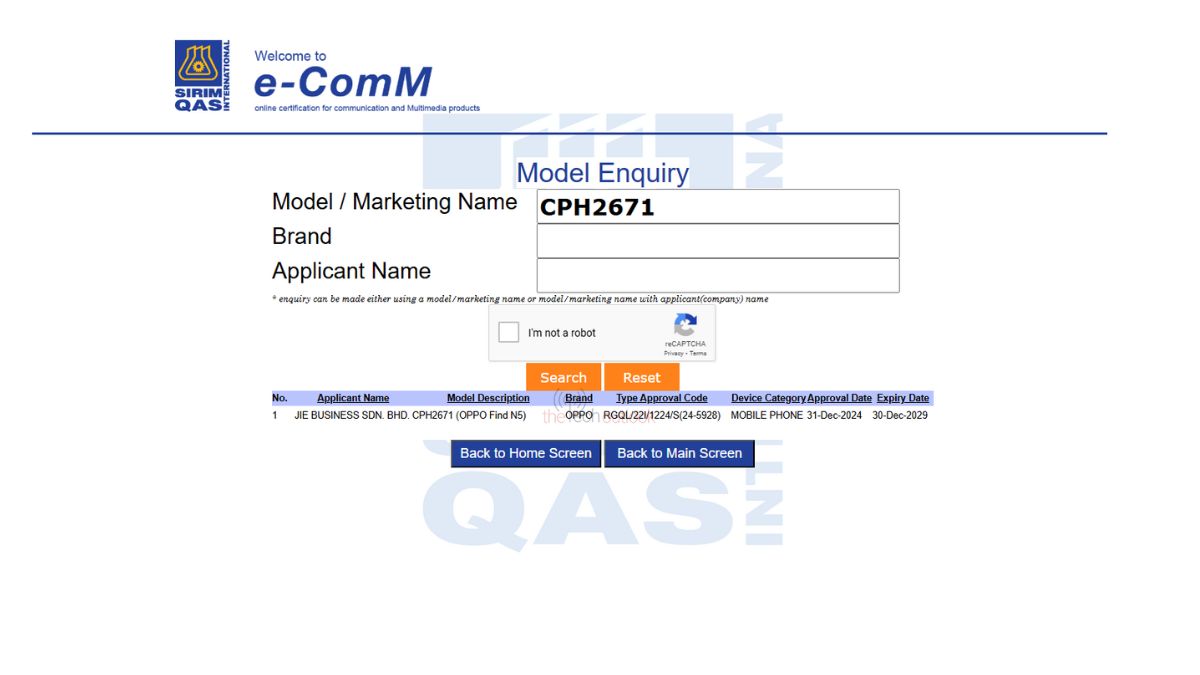 Oppo Find N5 Global variant spotted on SIRIM