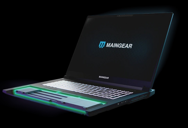 View of the Maingear Ultima 18 laptop