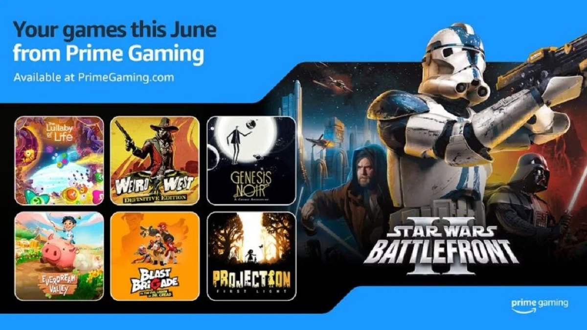 The June selection of games for Amazon Prime Gaming subscribers has been unveiled, with Star Wars Battlefront II (2005) and Weird West headlining it