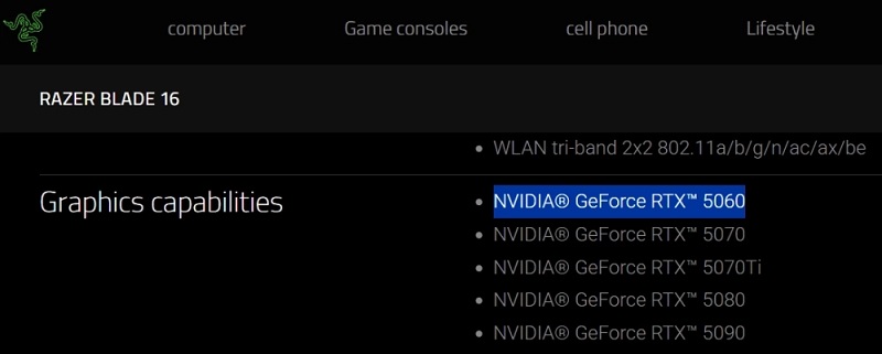 Ноутбук Blade 16 с RTX 5060