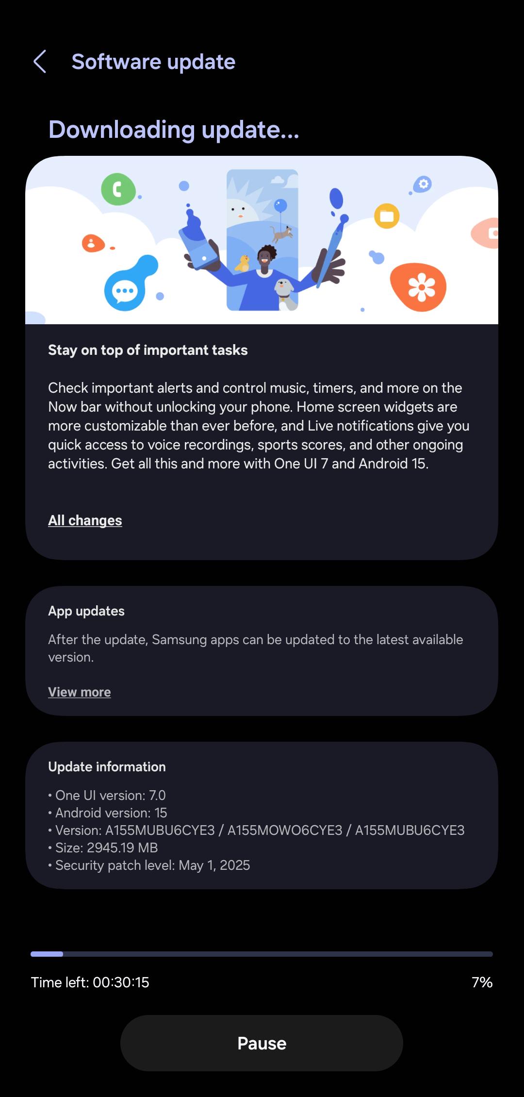 Оновлення One UI 7 для Galaxy A15 в Північній Америці