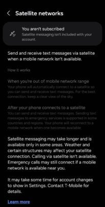 Налаштування супутникових текстових повідомлень на Galaxy S24 Ultra