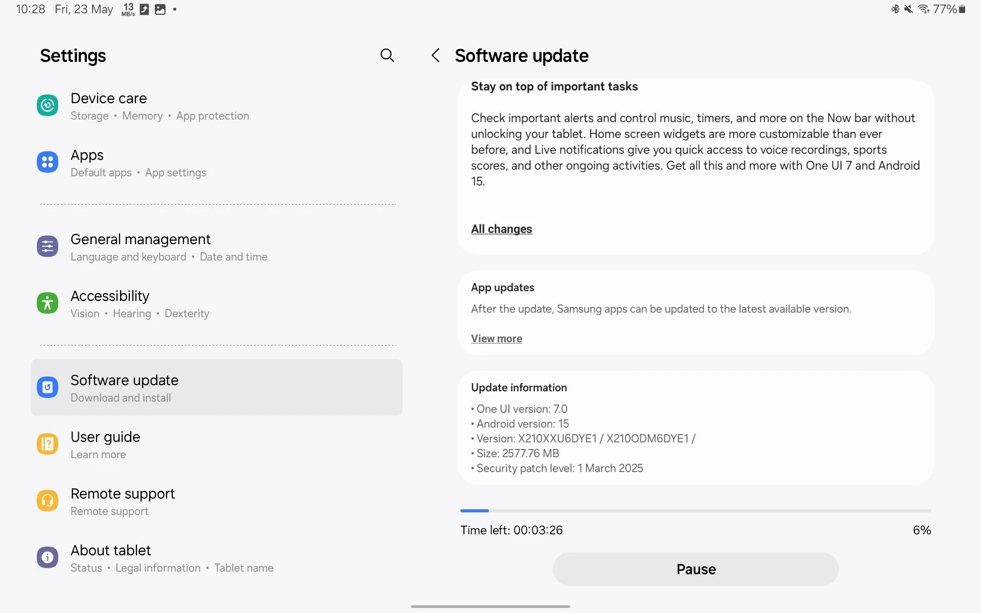 Оновлення One UI 7 для Galaxy Tab A9+
