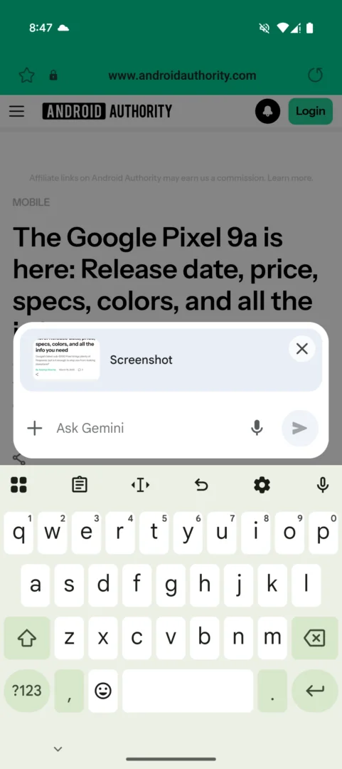 Image of testing web page summarisation in Samsung Internet with Gemini