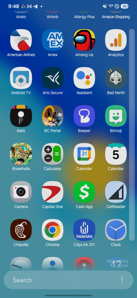 Вертикальний список додатків One UI 7