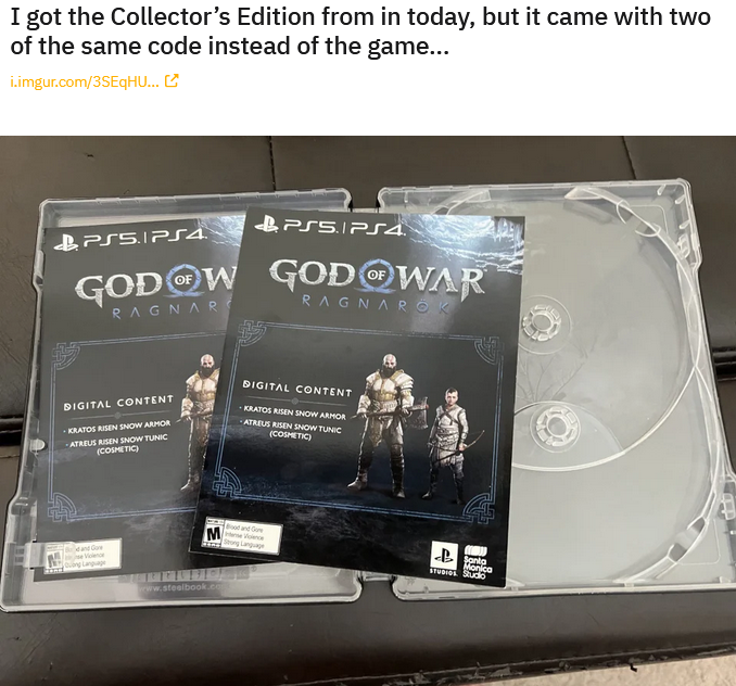 The game was not included in the deal: Sony forgot to put God of War Ragnarok activation code in collector's edition-2