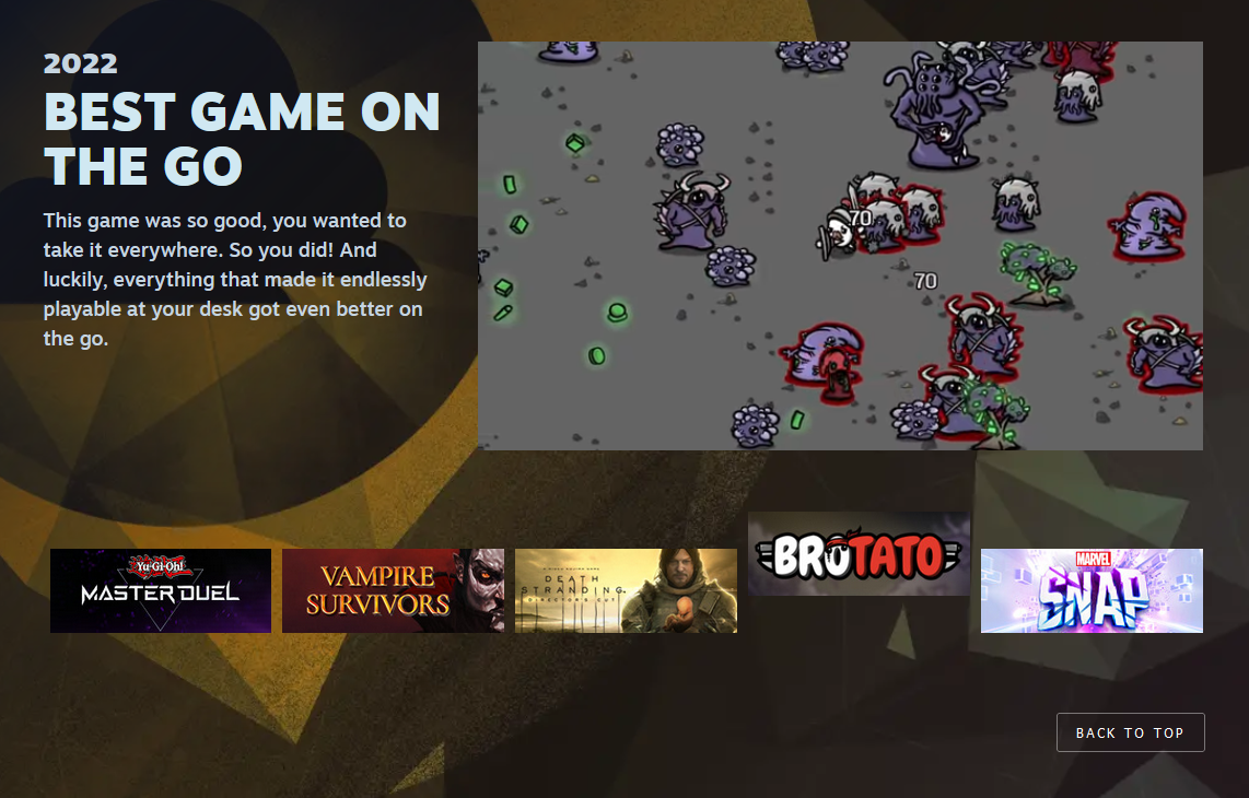 Valve a présenté les 11 nominations de la cérémonie des Steam Awards, dont : "Jeu de l'année", "Meilleure histoire", "Meilleure bande sonore", etc.-12
