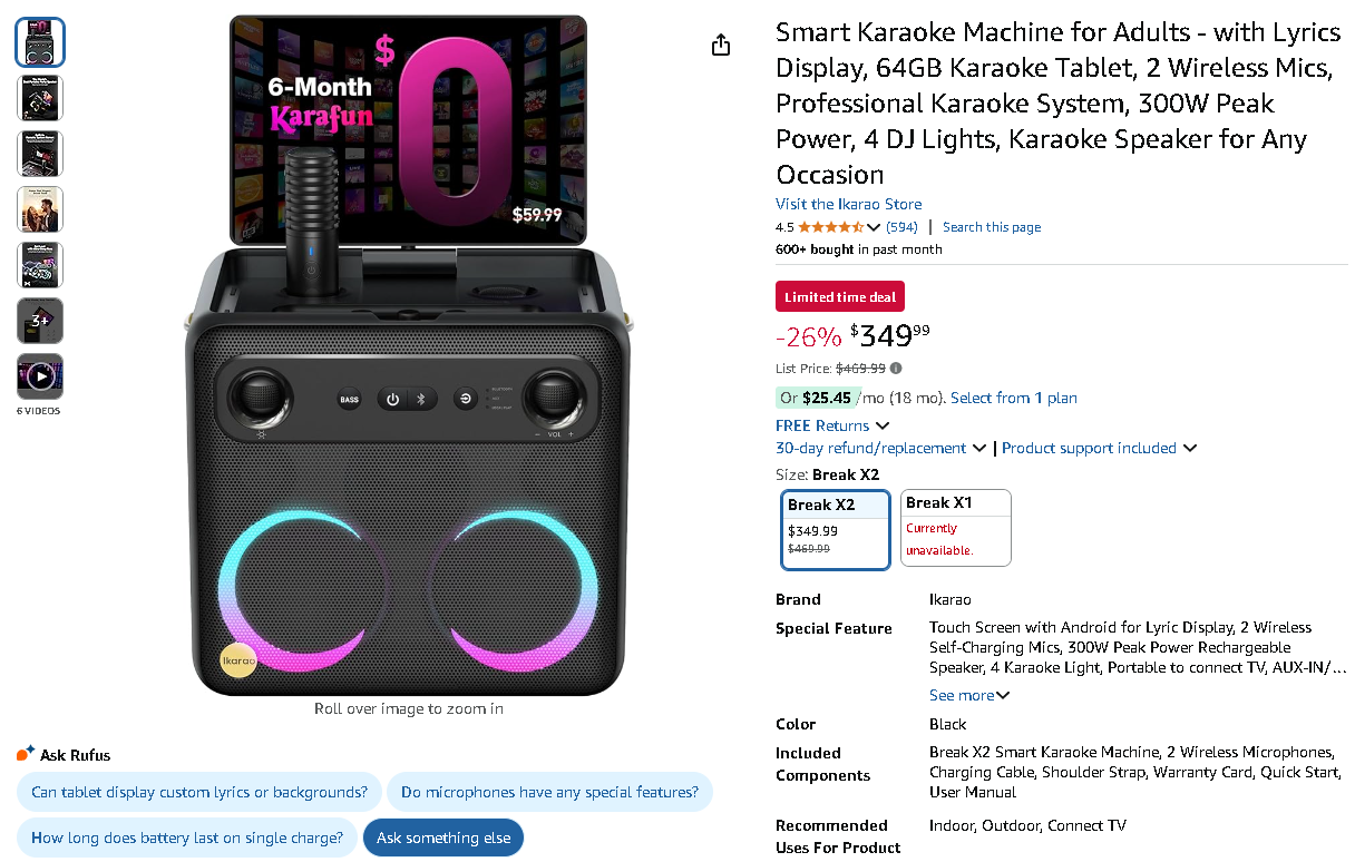 Ikarao Break X2 Smart Karaoke Machine Ikarao Break X2 Smart Karaoke Machine