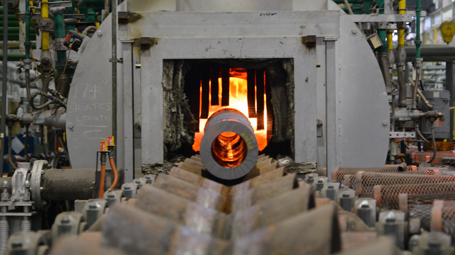 The 155 mm barrel goes into the furnace for processing