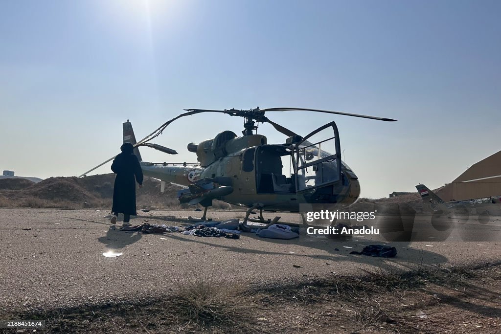 Hangar endommagé à la base aérienne de Mezzeh