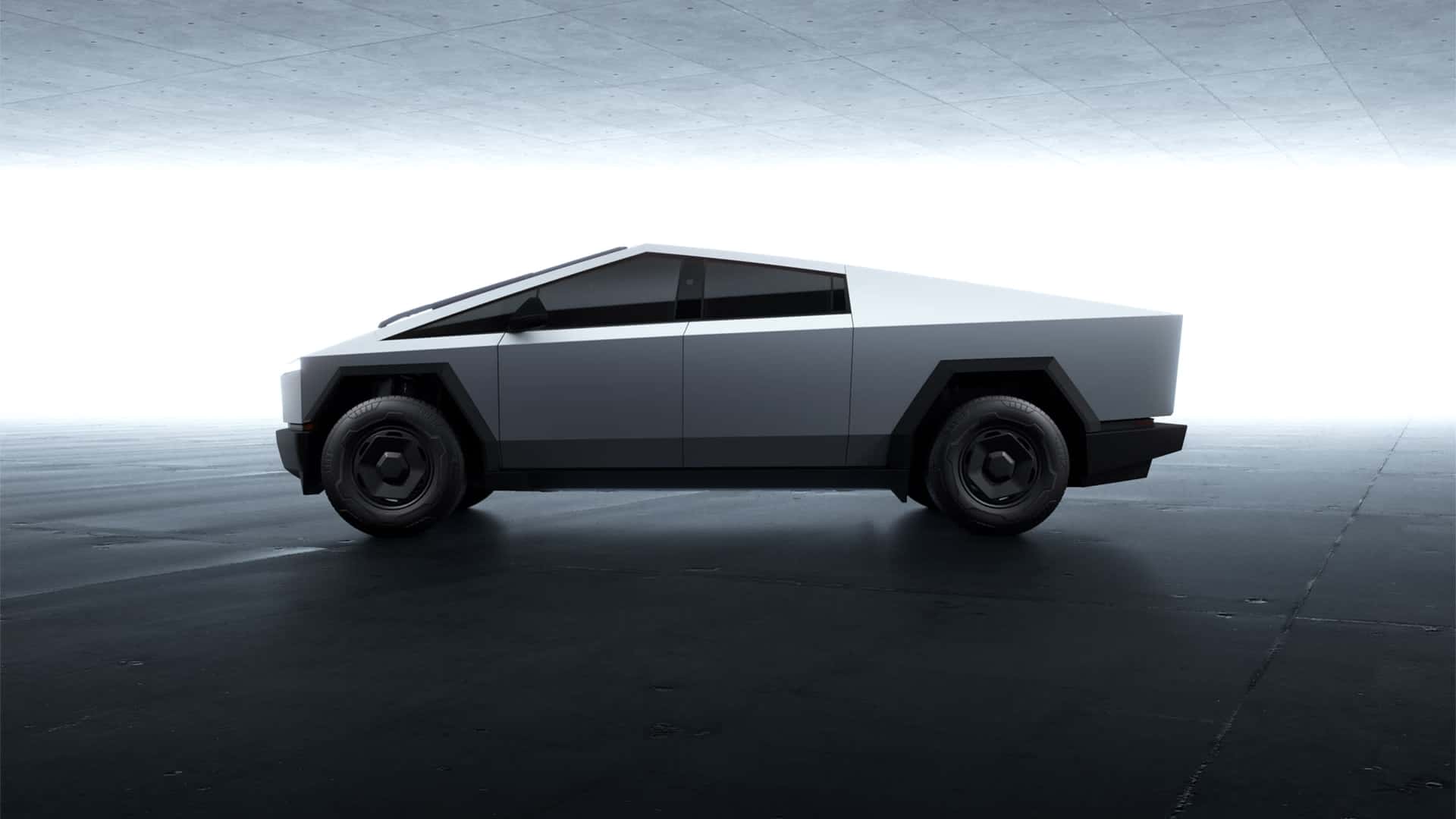 Tesla Cybertruck Long Range against the backdrop of a cityscape