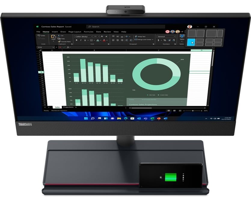 Моноблок ThinkCentre M90a Gen 3 AIO з веб-камерою та вбудованою док-станцією для смартфона