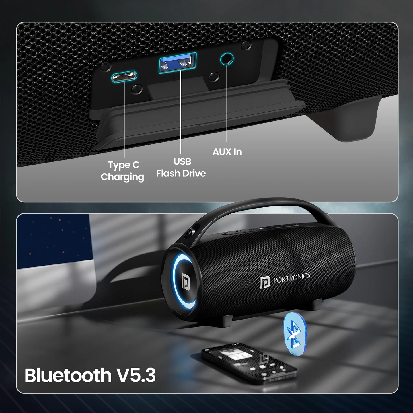 Портативна колонка Thunder 2.0 із зарядкою через USB-C
