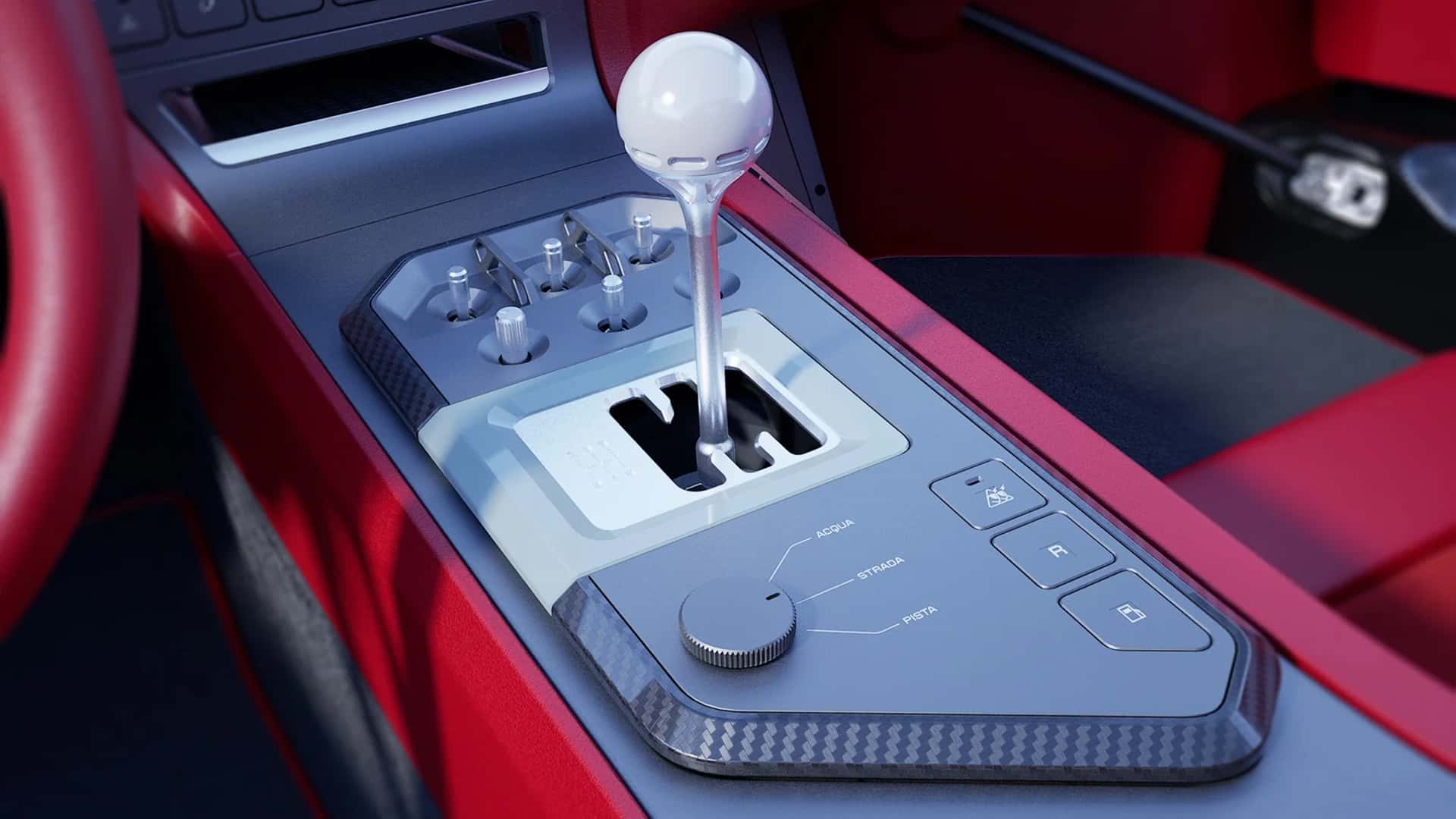 Інтер’єр Eccentrica V12 Roadster з ручним управлінням