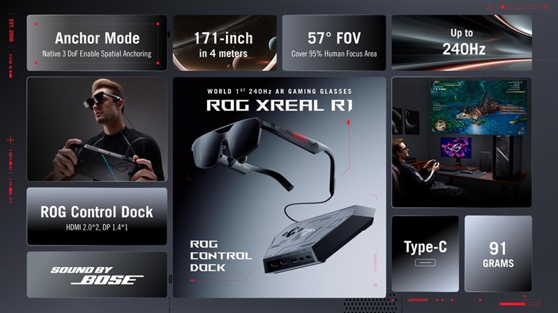 ASUS ROG XREAL R1 AR Gaming Glasses крупне зображення