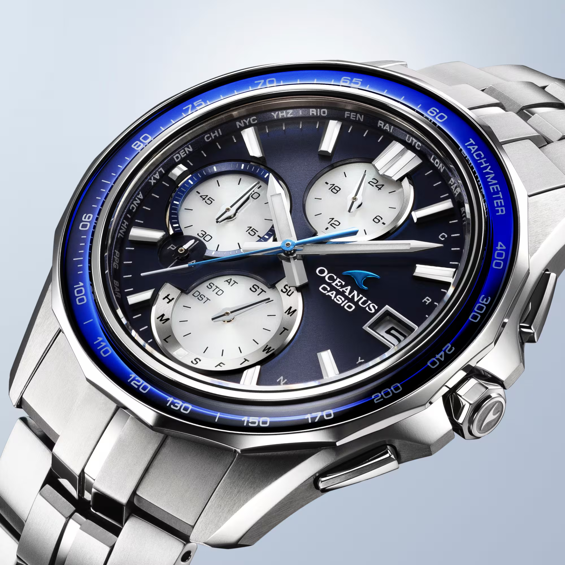 Oceanus Manta OCW-S7000F-2A з синьо-білим дизайном