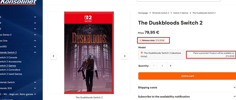 Скріншот гри The Duskbloods на консолі Nintendo Switch 2