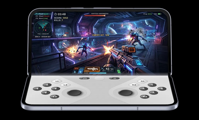 Le mode gaming sur pliable divise l'écran entre le jeu et une manette virtuelle personnalisable.