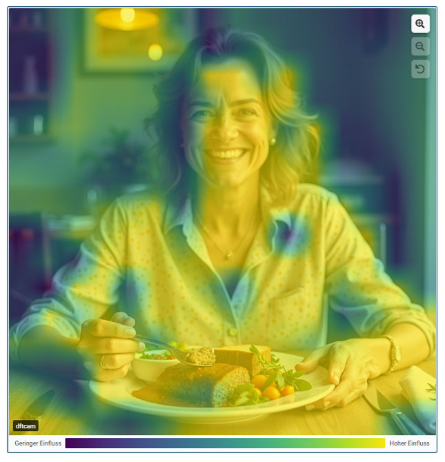 Explication XAI pour une image identifiée comme un deepfake. Illustration : Fraunhofer IOSB
