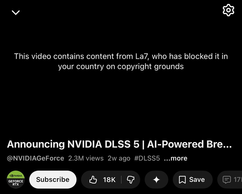 Італійський телеканал La7 блокує відео NVIDIA