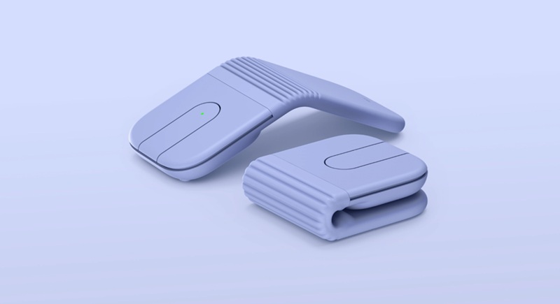 Unfolded, the Mobi Fold takes on a pointed arc shape designed to fit a natural hand position.