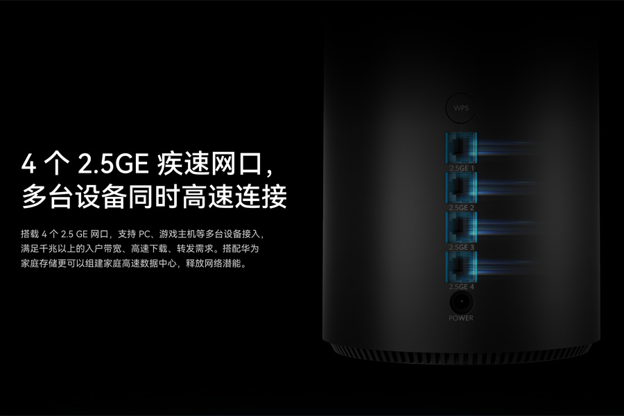 Les ports Ethernet 2,5 Gb/s à l'arrière du routeur. Illustration : Huawei