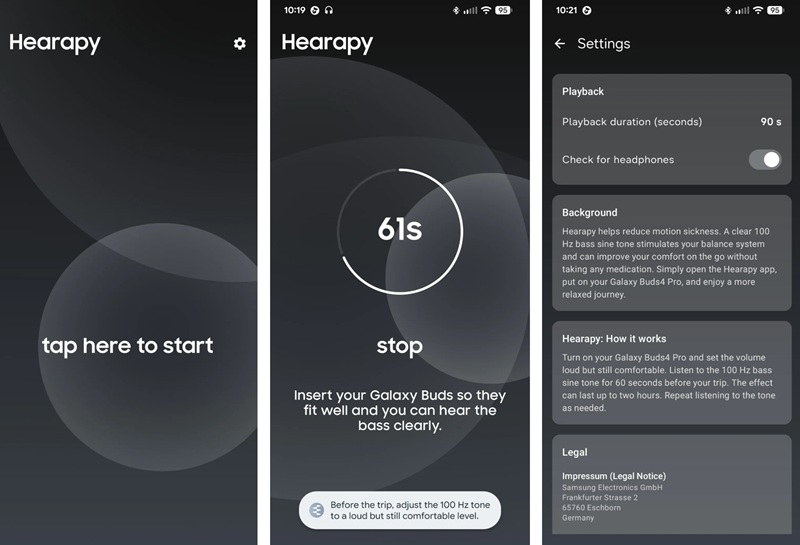 Скриншот додатку Samsung Hearapy