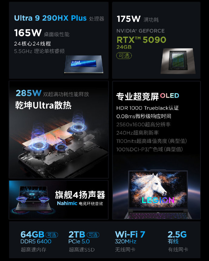 Le Lenovo Legion Y9000P Extreme Edition 2026 mise sur un refroidissement à trois ventilateurs pour absorber jusqu'à 285 W.